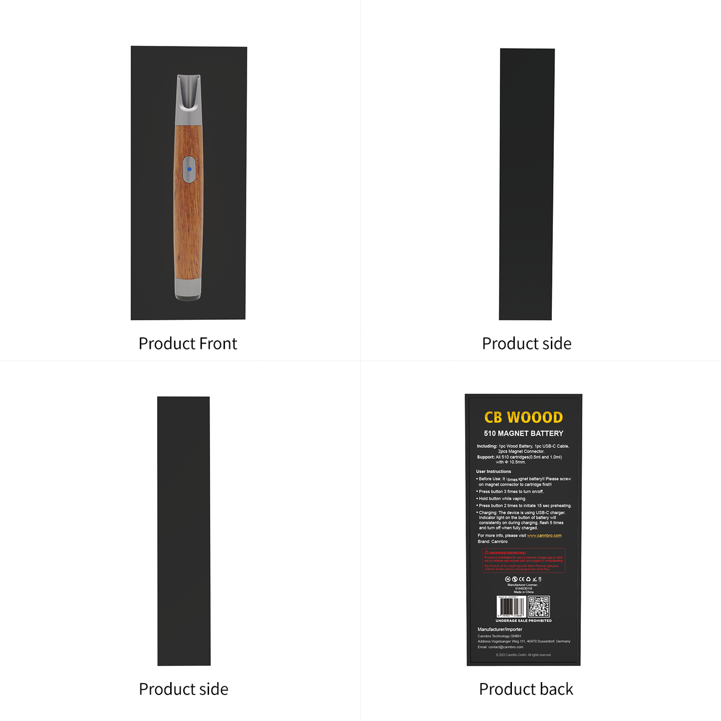 CannBro 510 Wood Design Button Vape Battery