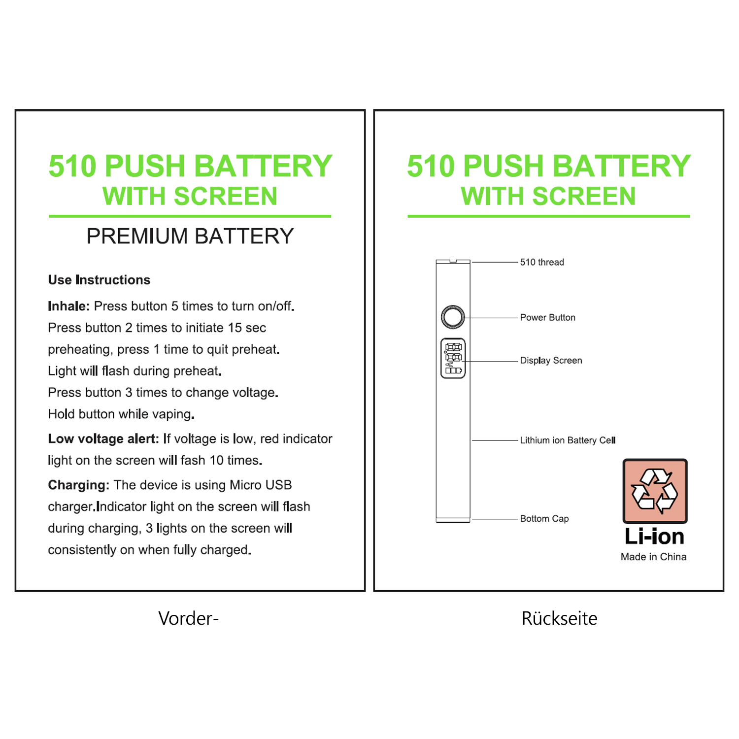 CannBro 510 Smart Display Button Battery
