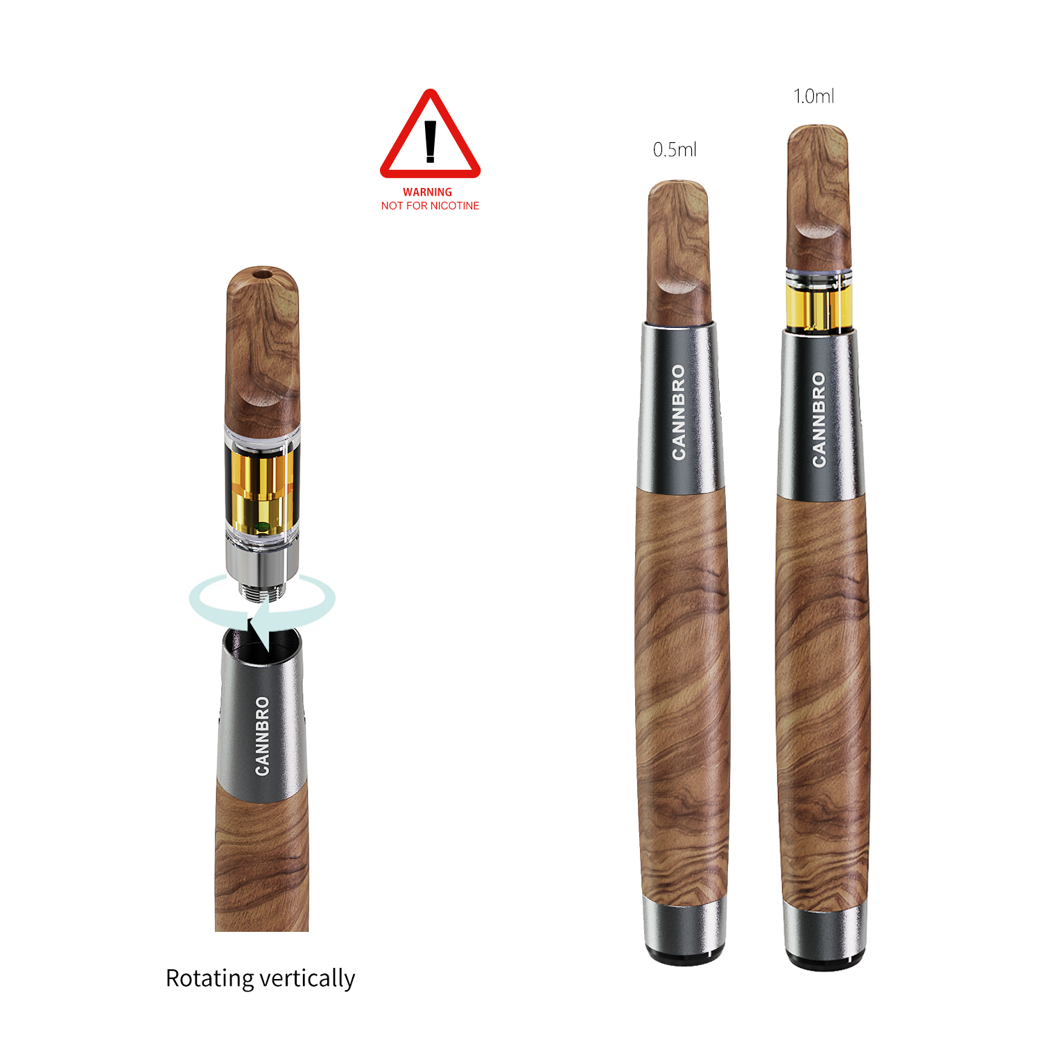 CannBro 510 Wood Design Draw Activated Vape Battery