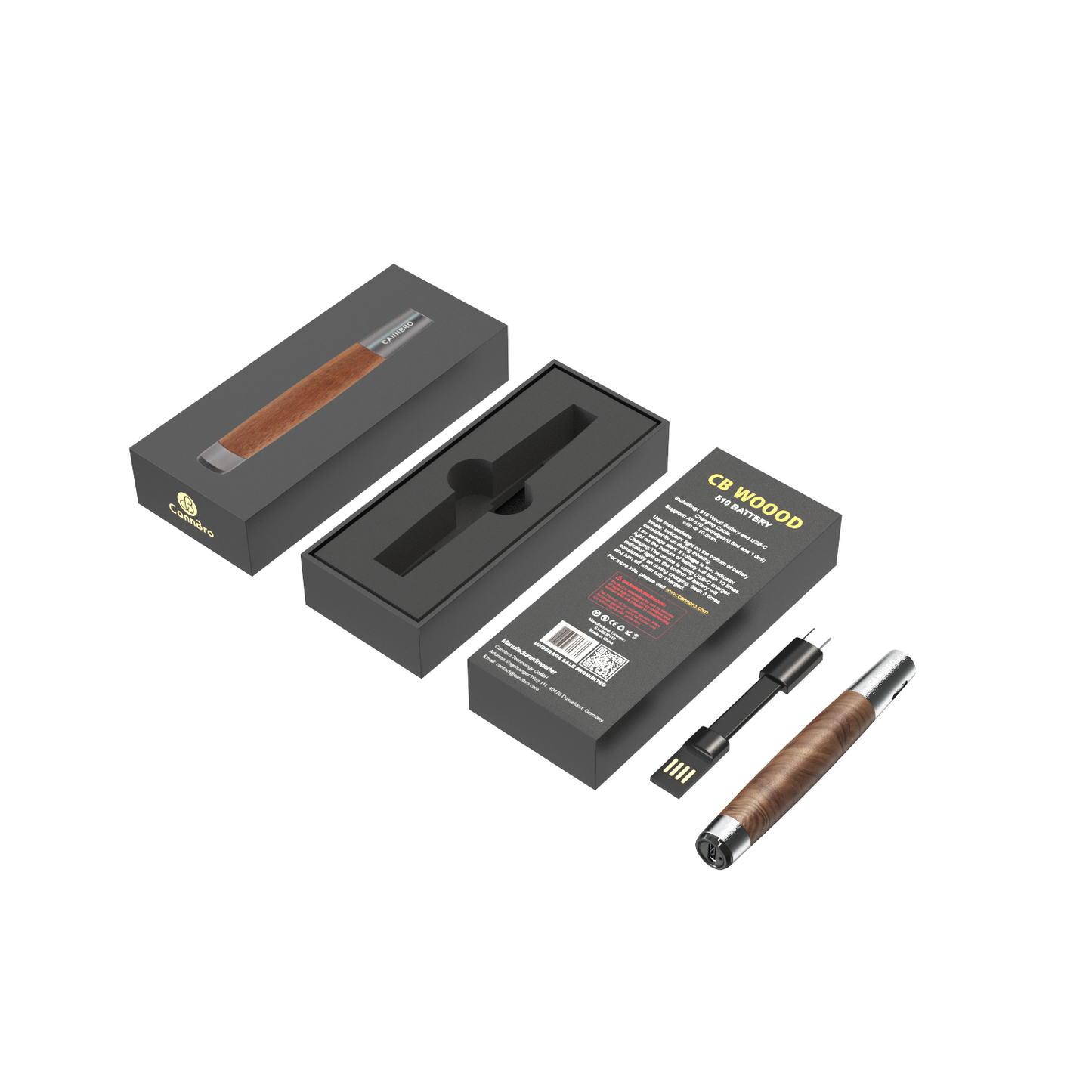 CannBro 510 Wood Design Draw Activated Vape Battery