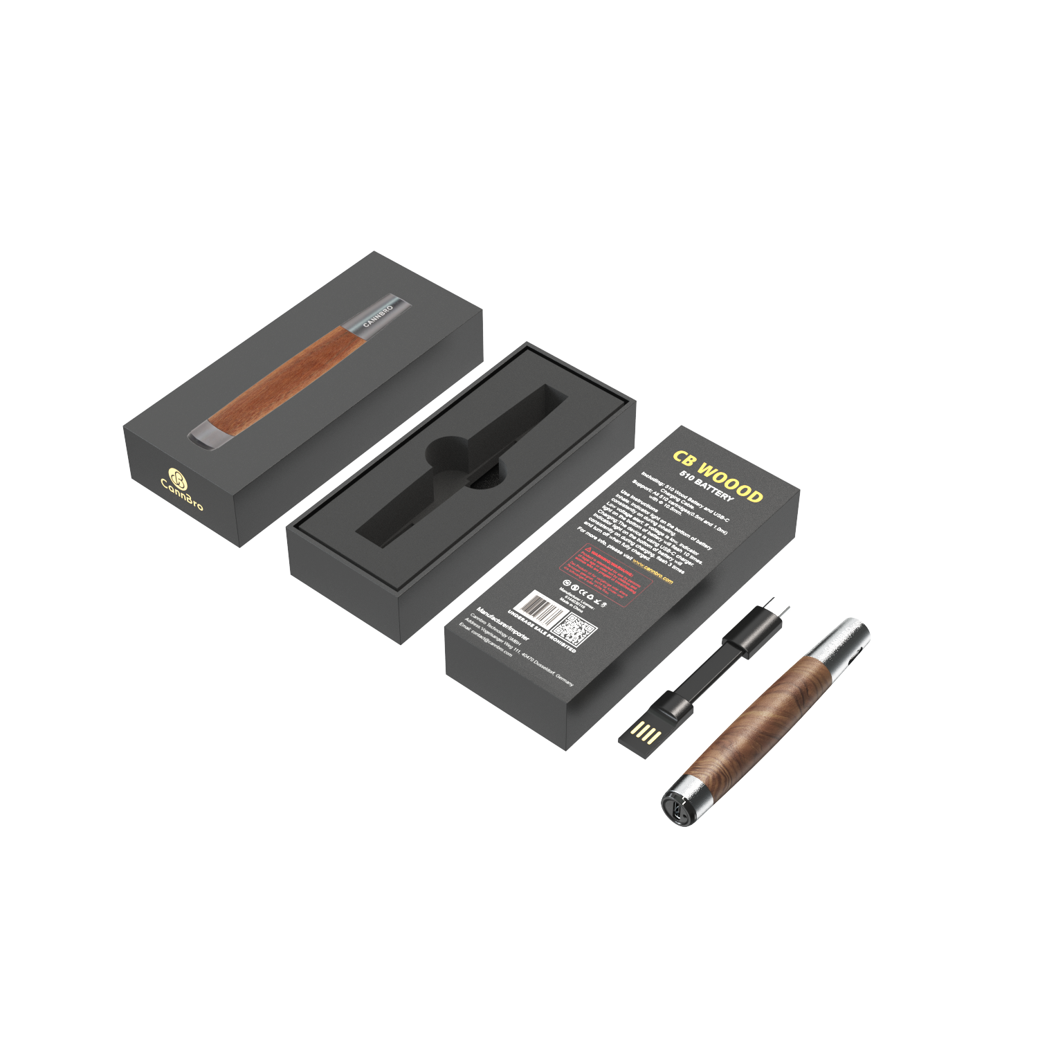 CannBro 510 Wood Design Draw Activated Vape Battery