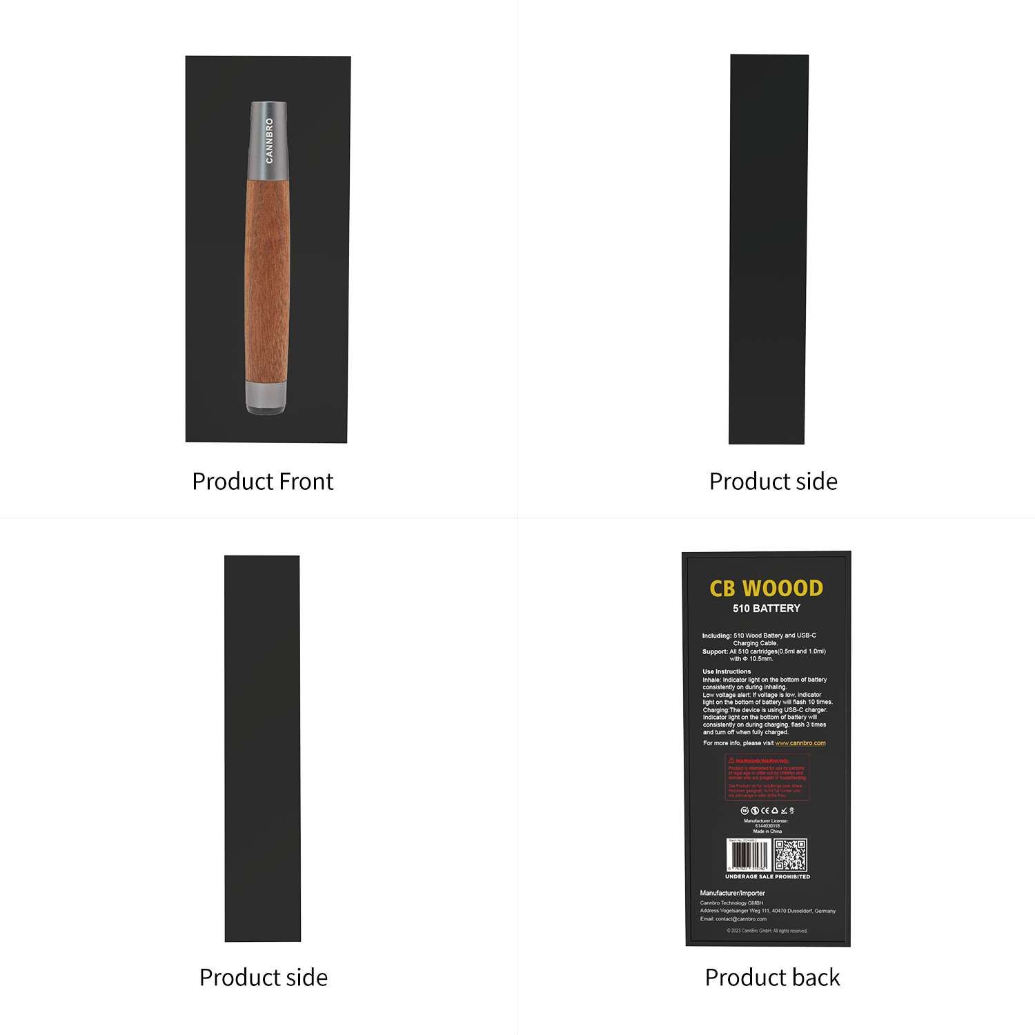 CannBro 510 Wood Design Draw Activated Vape Battery
