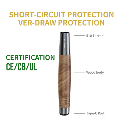 CannBro 510 Wood Design Draw Activated Vape Battery