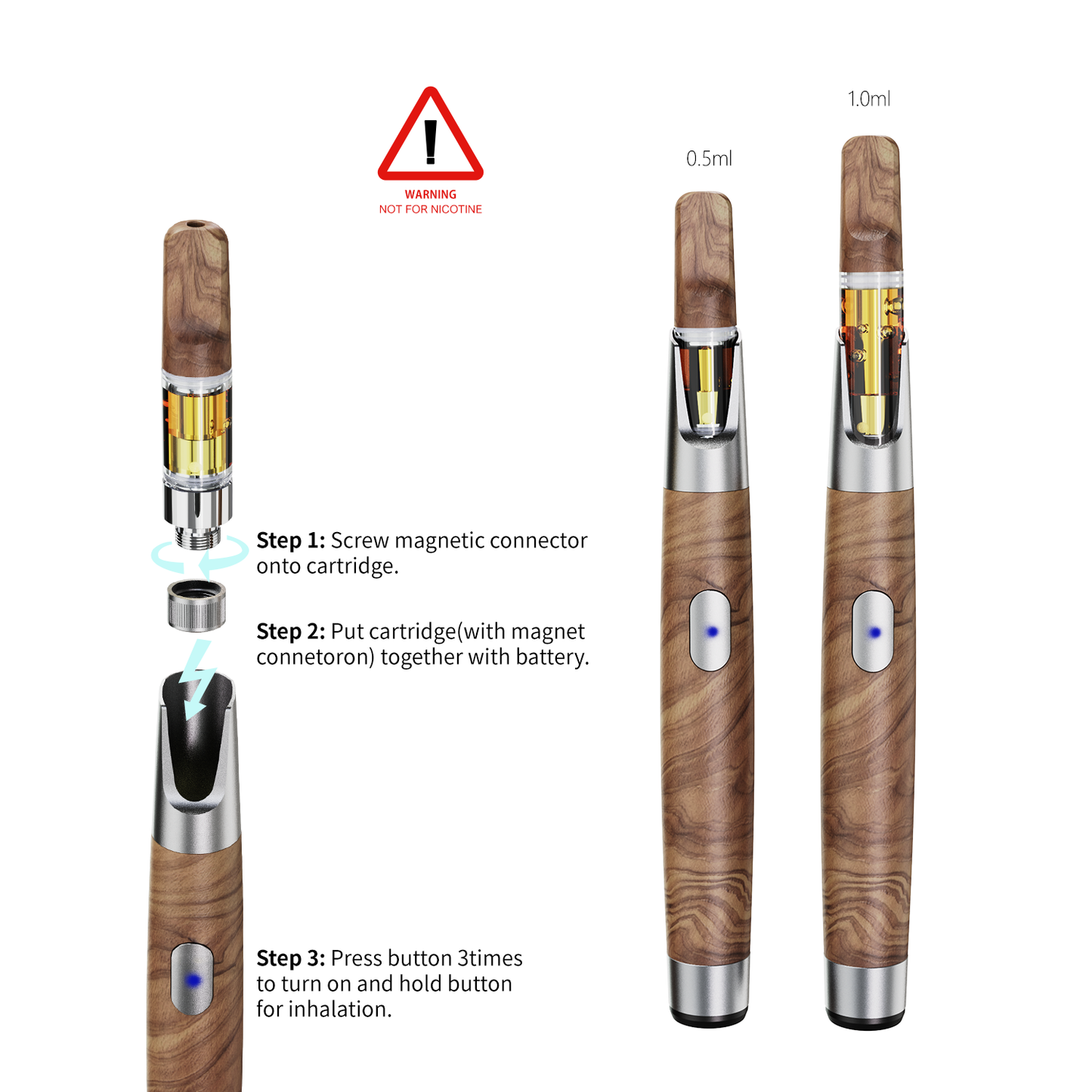 CannBro 510 Holzdesign Knopf-Vape-Akku 