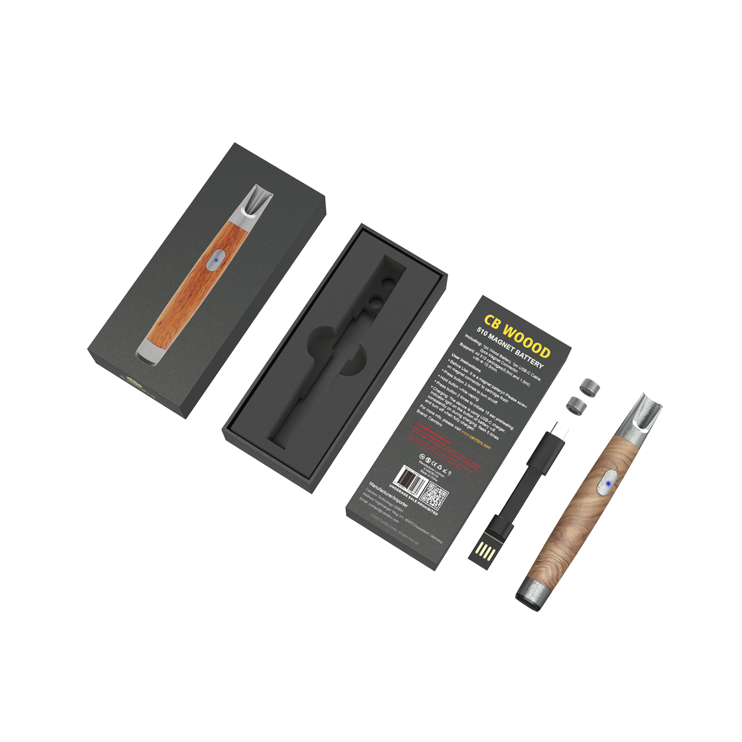 CannBro 510 Holzdesign Knopf-Vape-Akku 